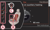 Infotainment display: Seat adjustment